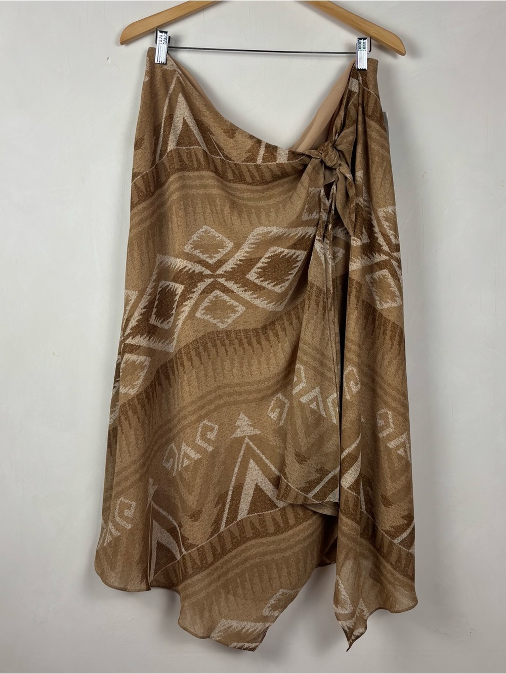 Lauren Ralph Lauren XL Brown Geometric Faux Wrap Skirt Aztec Tribal Print NWT
